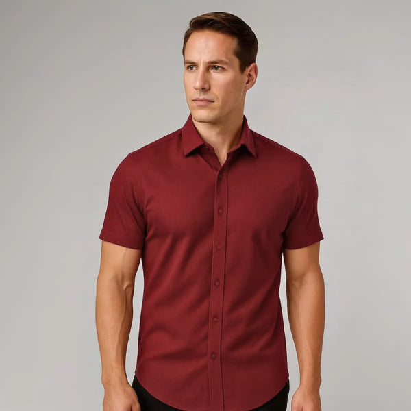 Camicia Aderente a Maniche Corte