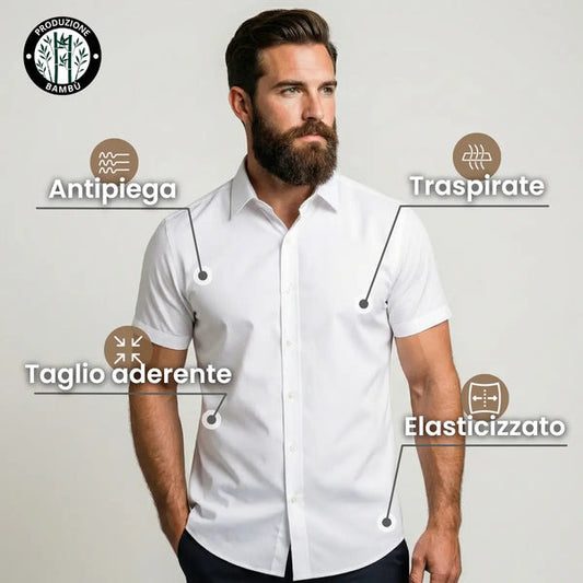 Camicia Aderente a Maniche Corte
